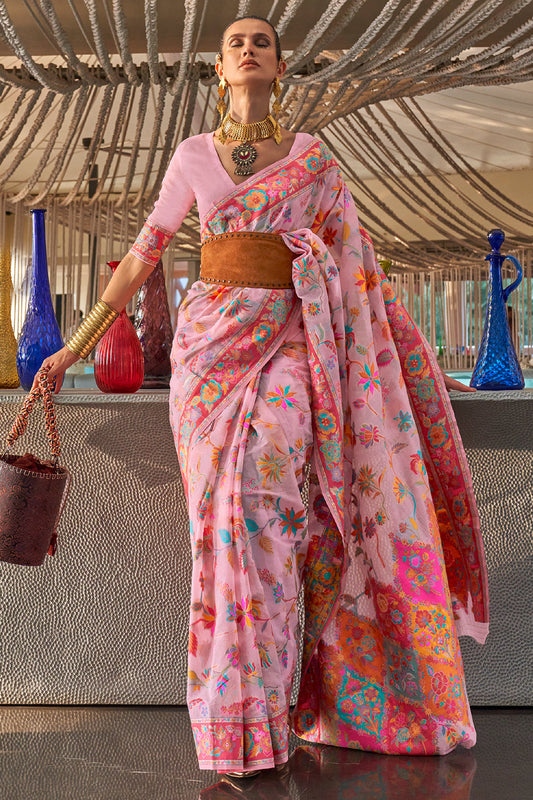 baby pink georgette saree 3