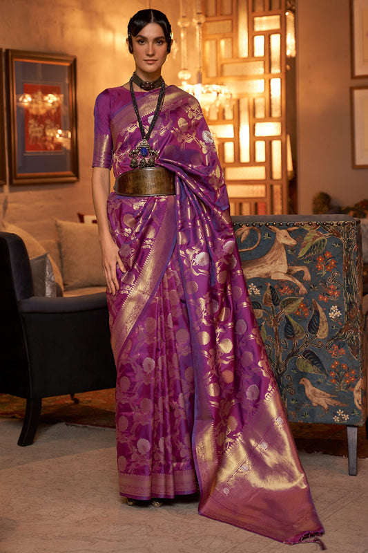 boysenberry purple kanjivaram saree 2 3