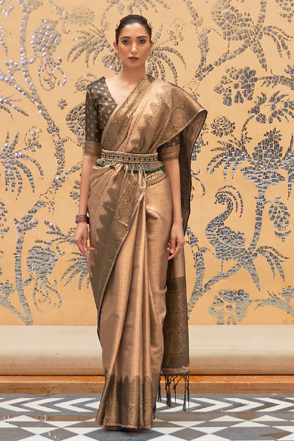 cider brown kanjivaram saree 5