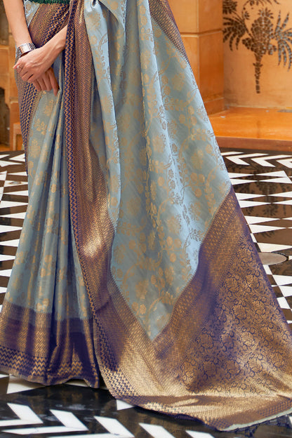 carolina blue kanjivaram saree 2