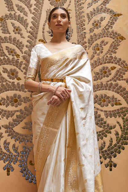 ivory white kanjivaram saree 1 1