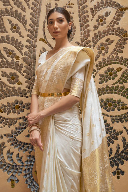 ivory white kanjivaram saree 1 2