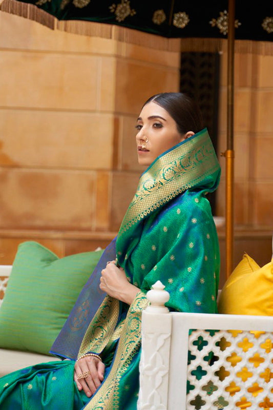 forest green kanjivaram saree 1 1