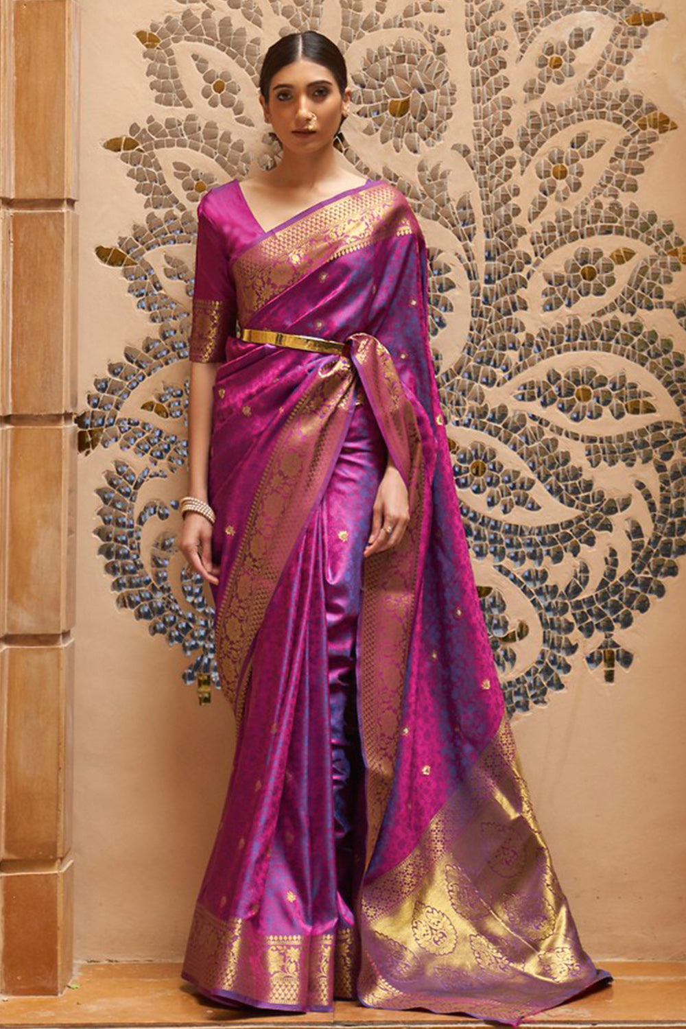 boysenberry purple kanjivaram saree 1 3