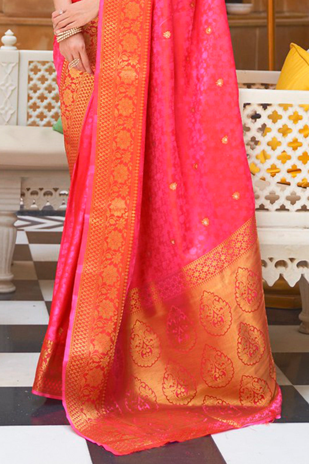 hot pink kanjivaram saree 1 4