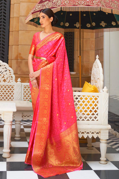 hot pink kanjivaram saree 1 3