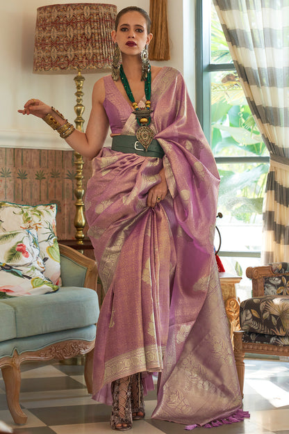 old mauve purple satin saree 3