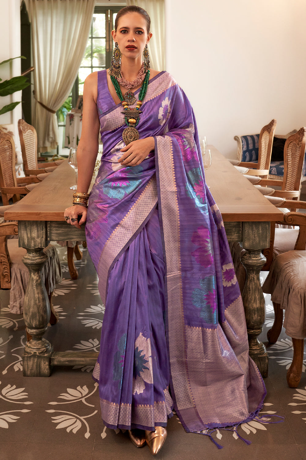 dark lavender purple silk saree 3