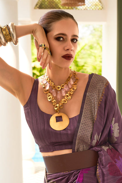 iris purple silk saree 4