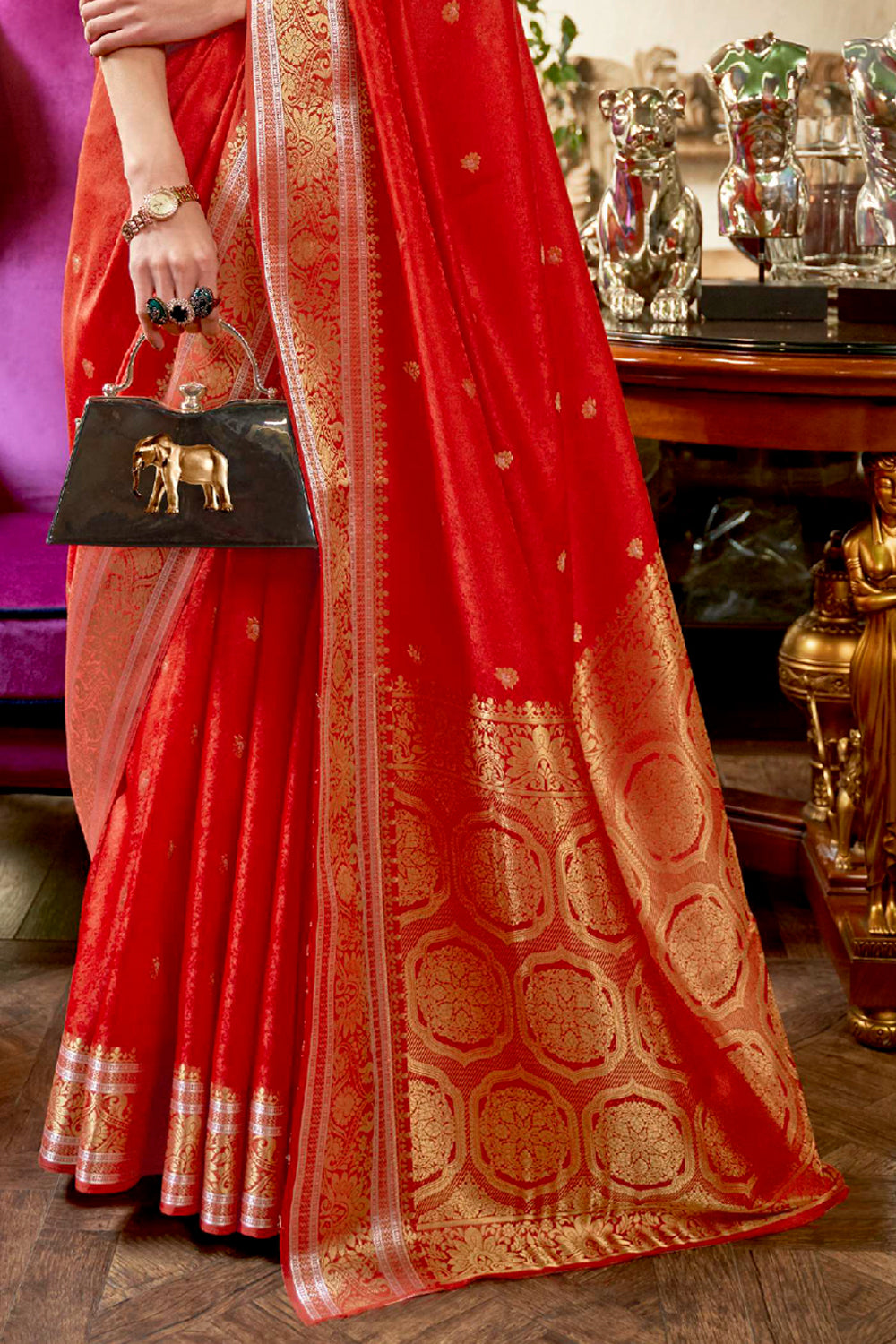 candy red kanjivaram saree 2