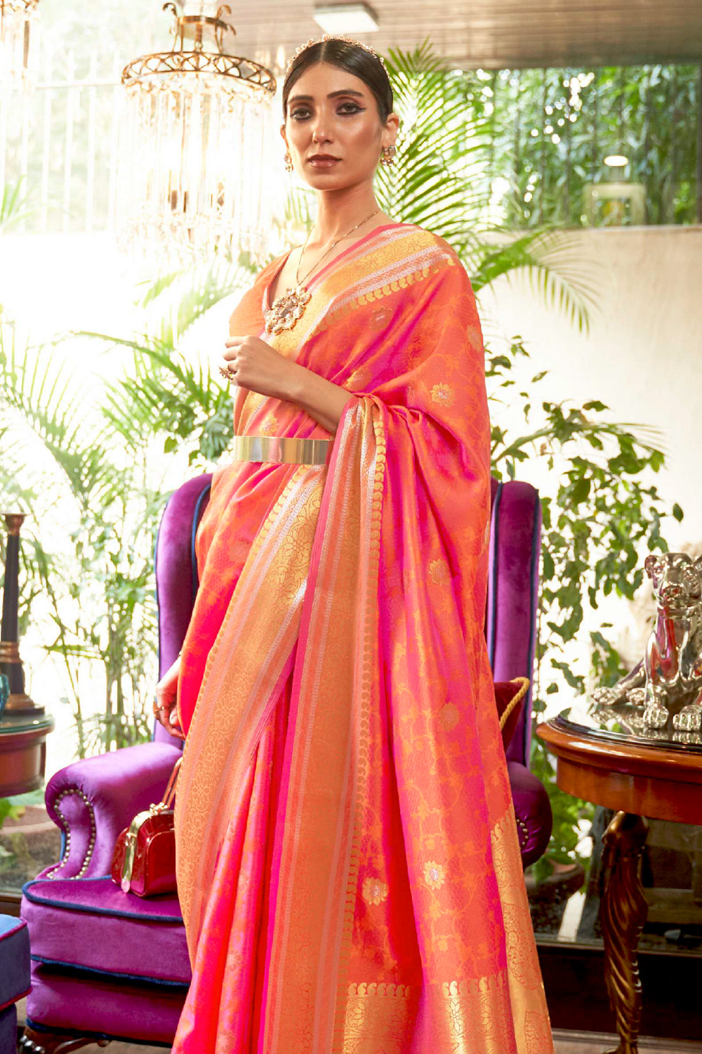 peach pink kanjivaram saree 2 1