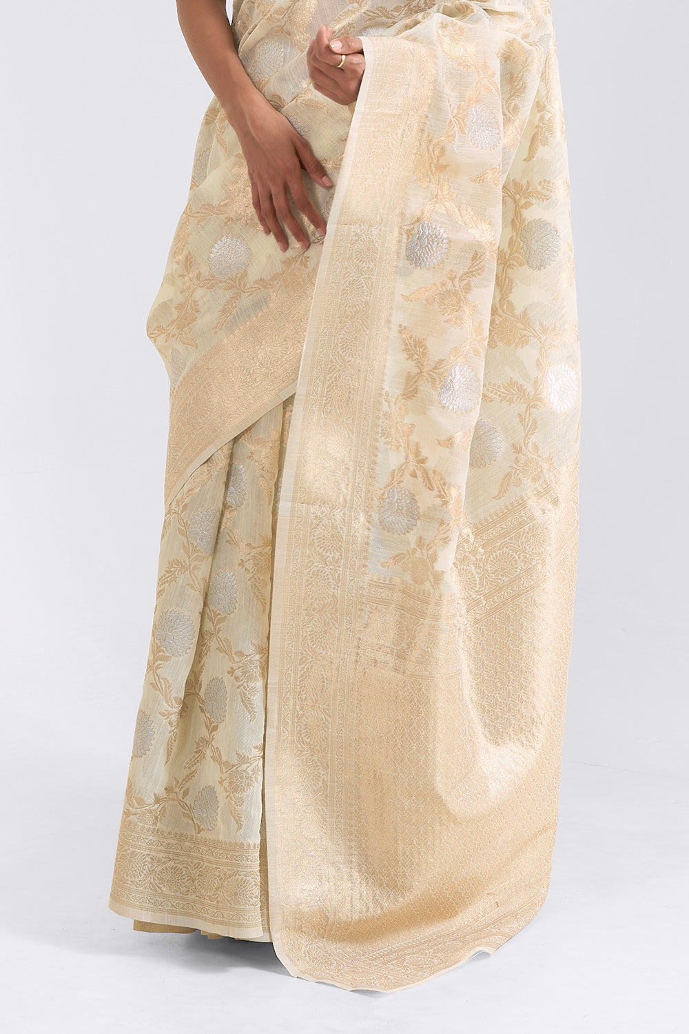 off white linen saree 2 4