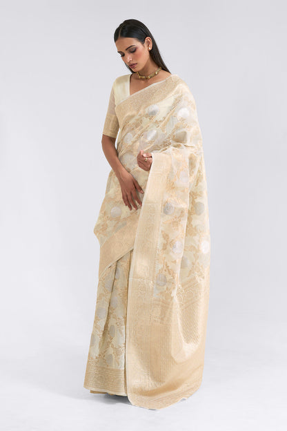 off white linen saree 2 3