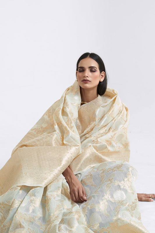 off white linen saree 2 1