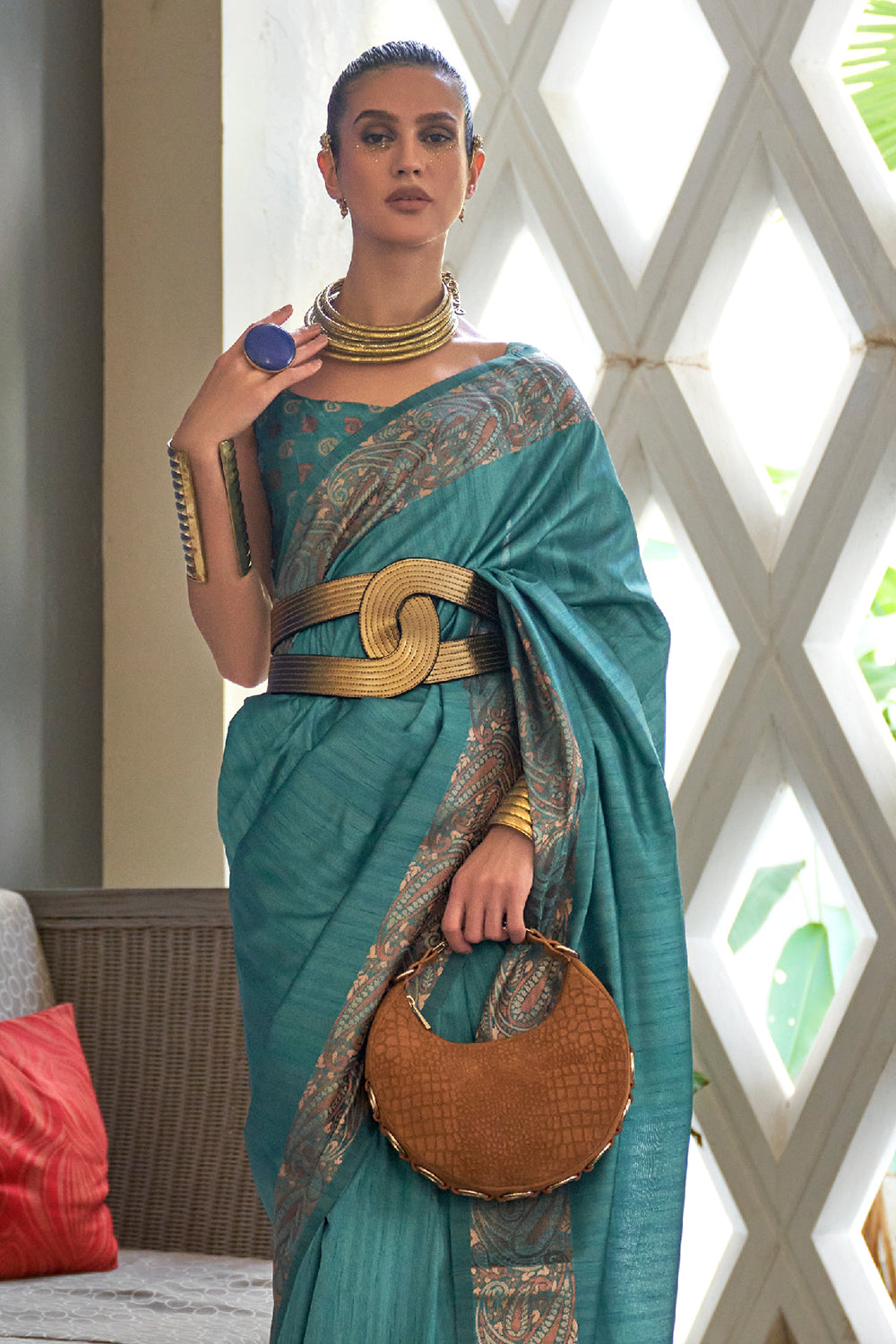 classic blue silk saree 1