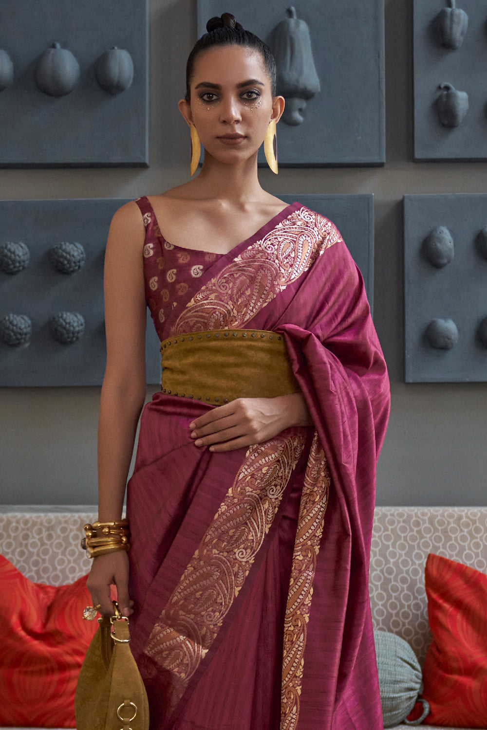 mauve purple silk saree 1