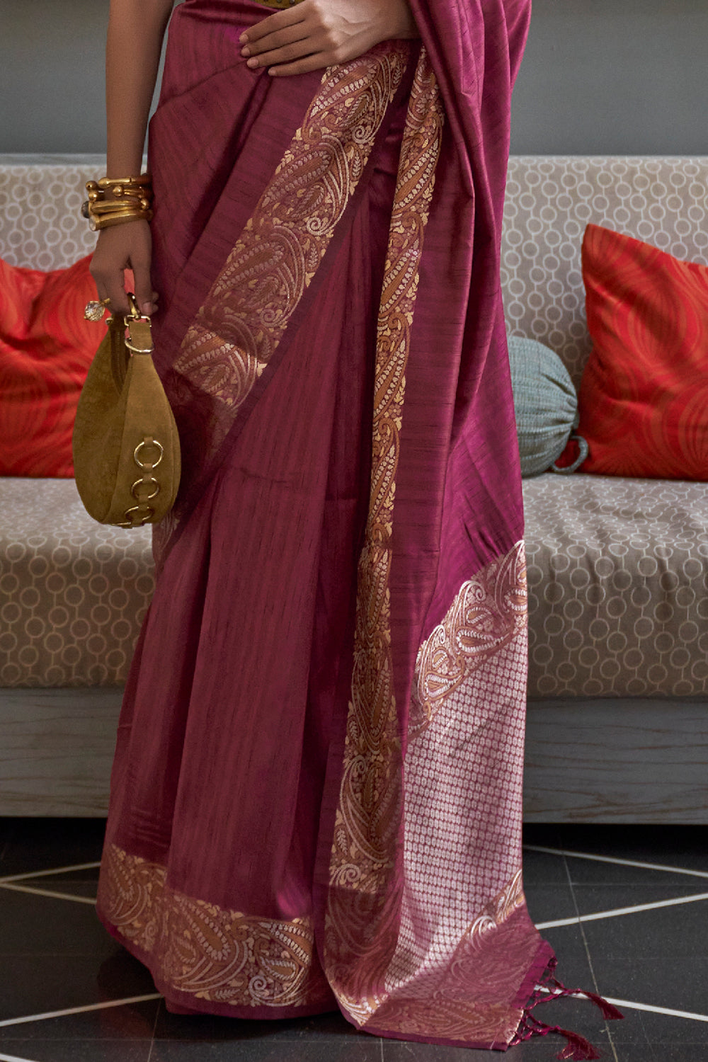 mauve purple silk saree 2