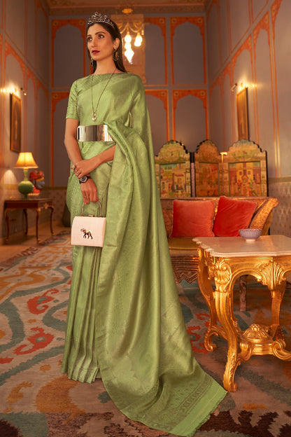 moss green kanjivaram saree 2 4