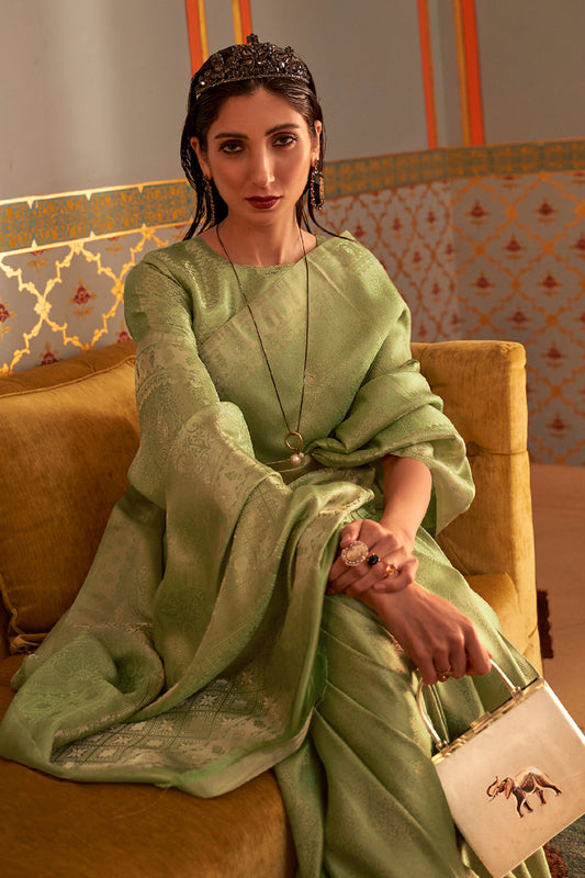 moss green kanjivaram saree 2 1