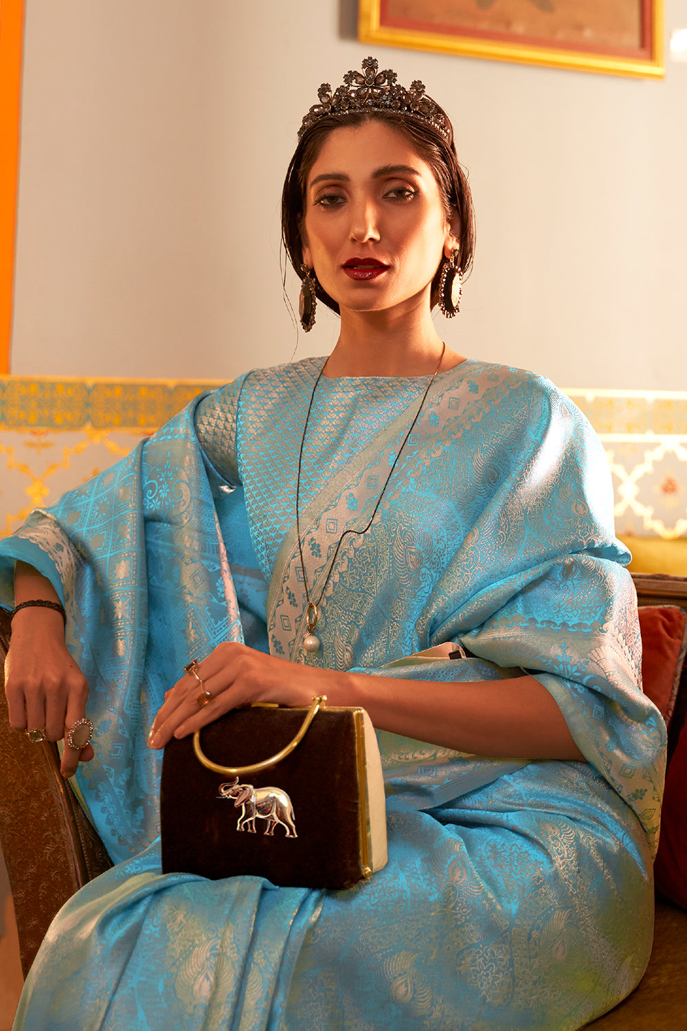 sky blue kanjivaram saree 2 2