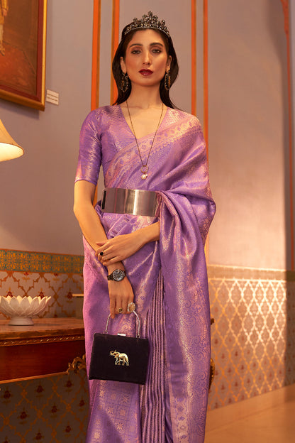 lavender purple kanjivaram saree 1 1