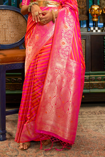 bright pink satin saree 2 4