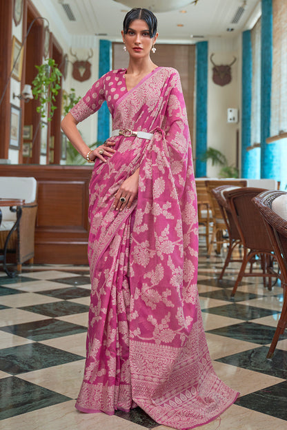 bubblegum pink cotton saree 3