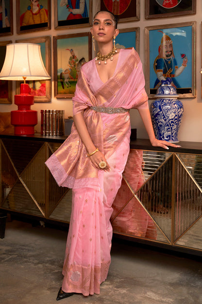 powder pink organza saree 3