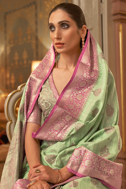 mint green cotton saree 4