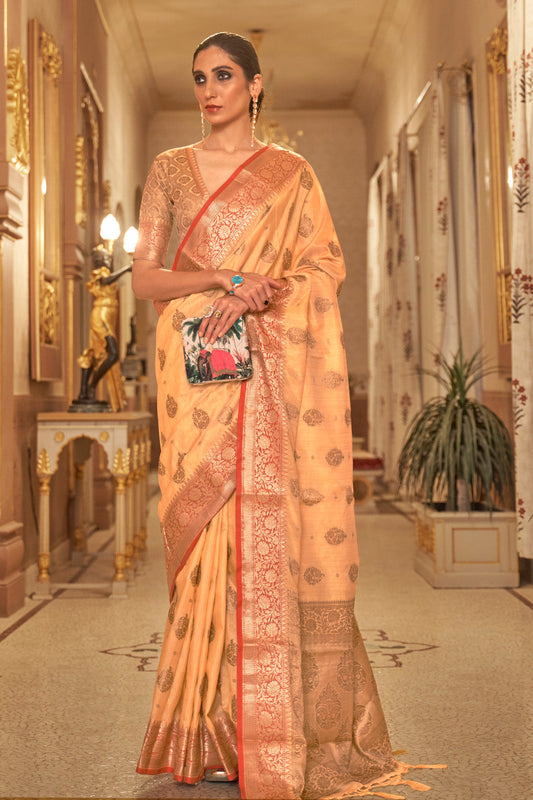 apricot orange cotton saree 2