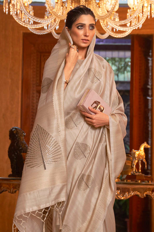 eggshell white banarasi saree 1