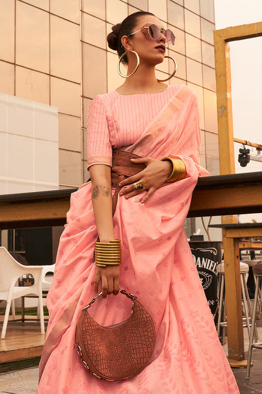 light pink linen saree 2 1