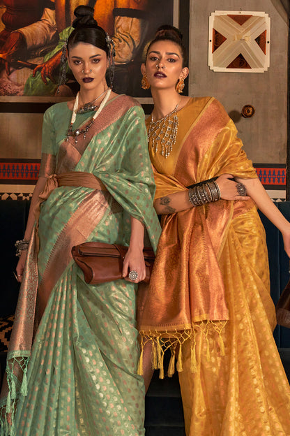 krytonite green kanjivaram silk saree 6