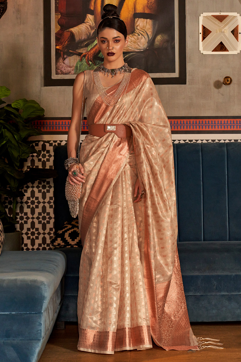 tortilla brown kanjivaram silk saree 3