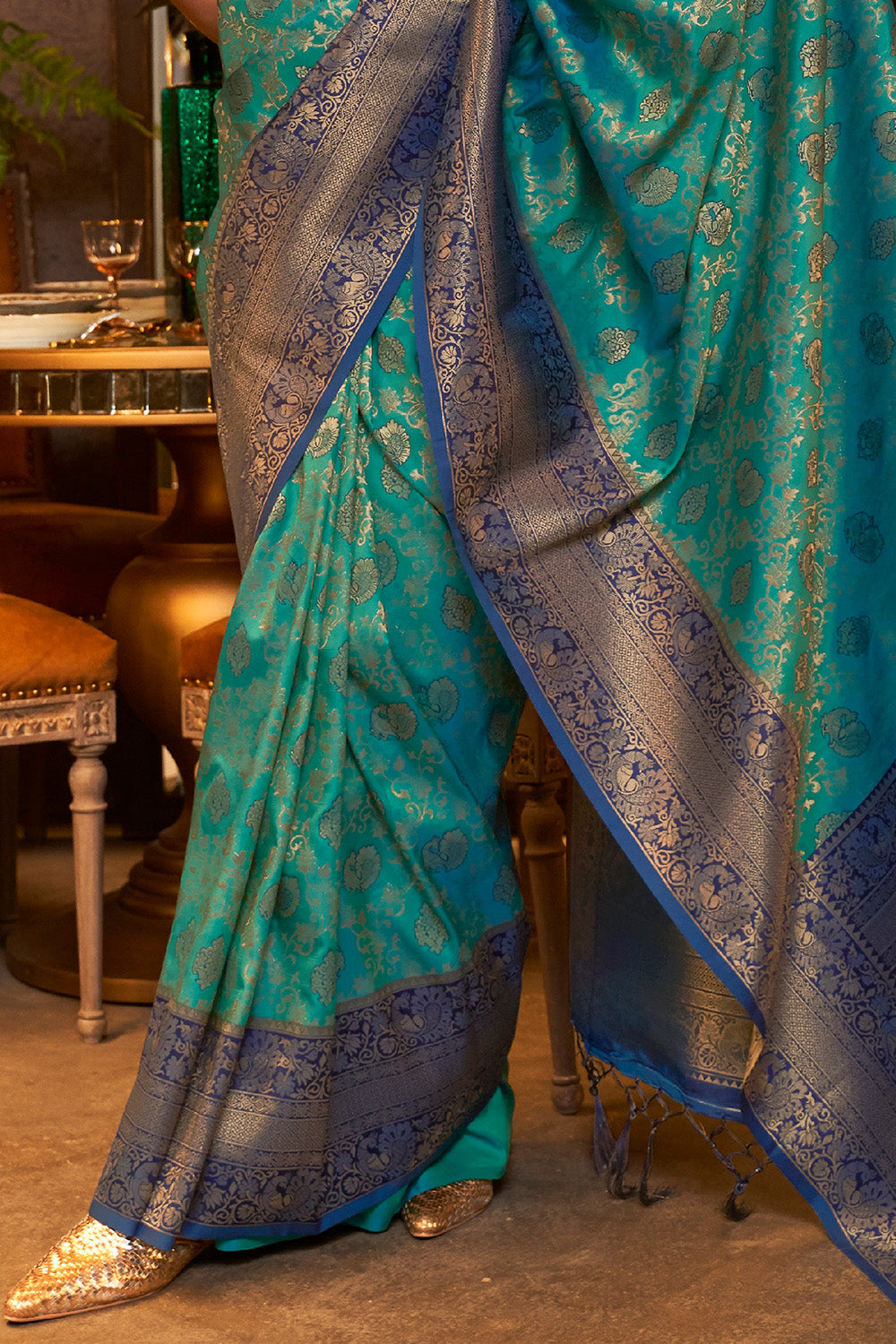 celadon blue kanjivaram saree 2