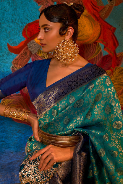 celadon blue kanjivaram saree 4