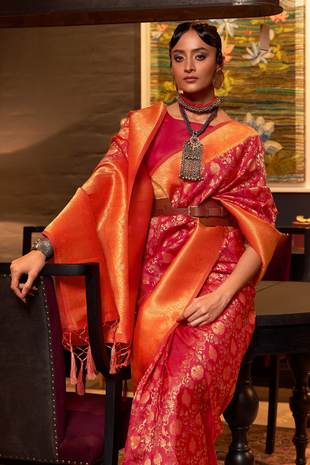 berry red kanjivaram saree 1