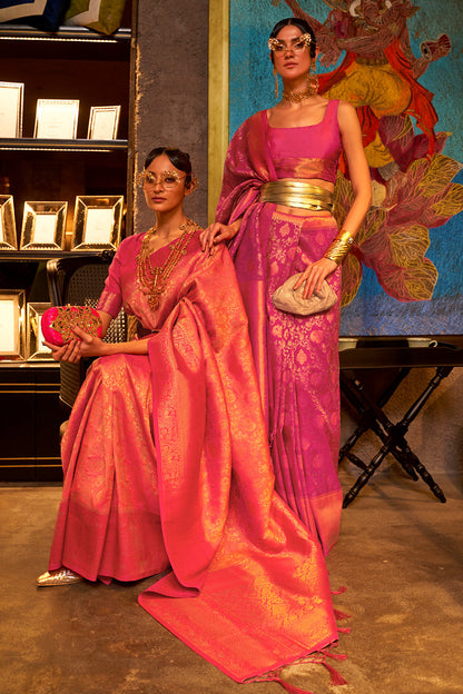 magenta pink kanjivaram saree 4 3