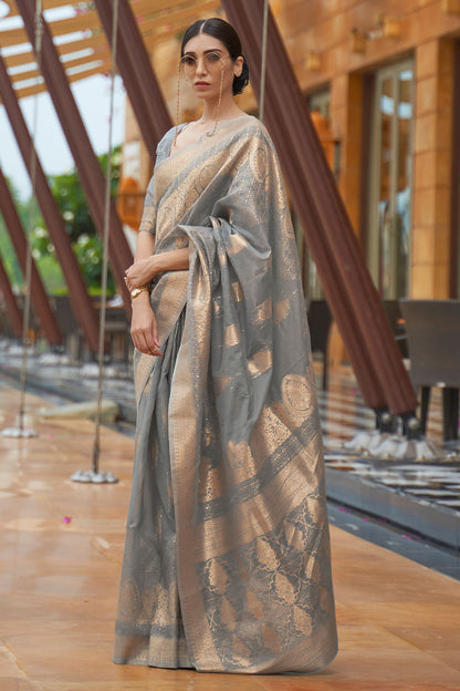 seal grey banarasi saree 3