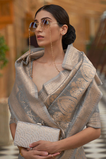 seal grey banarasi saree 4