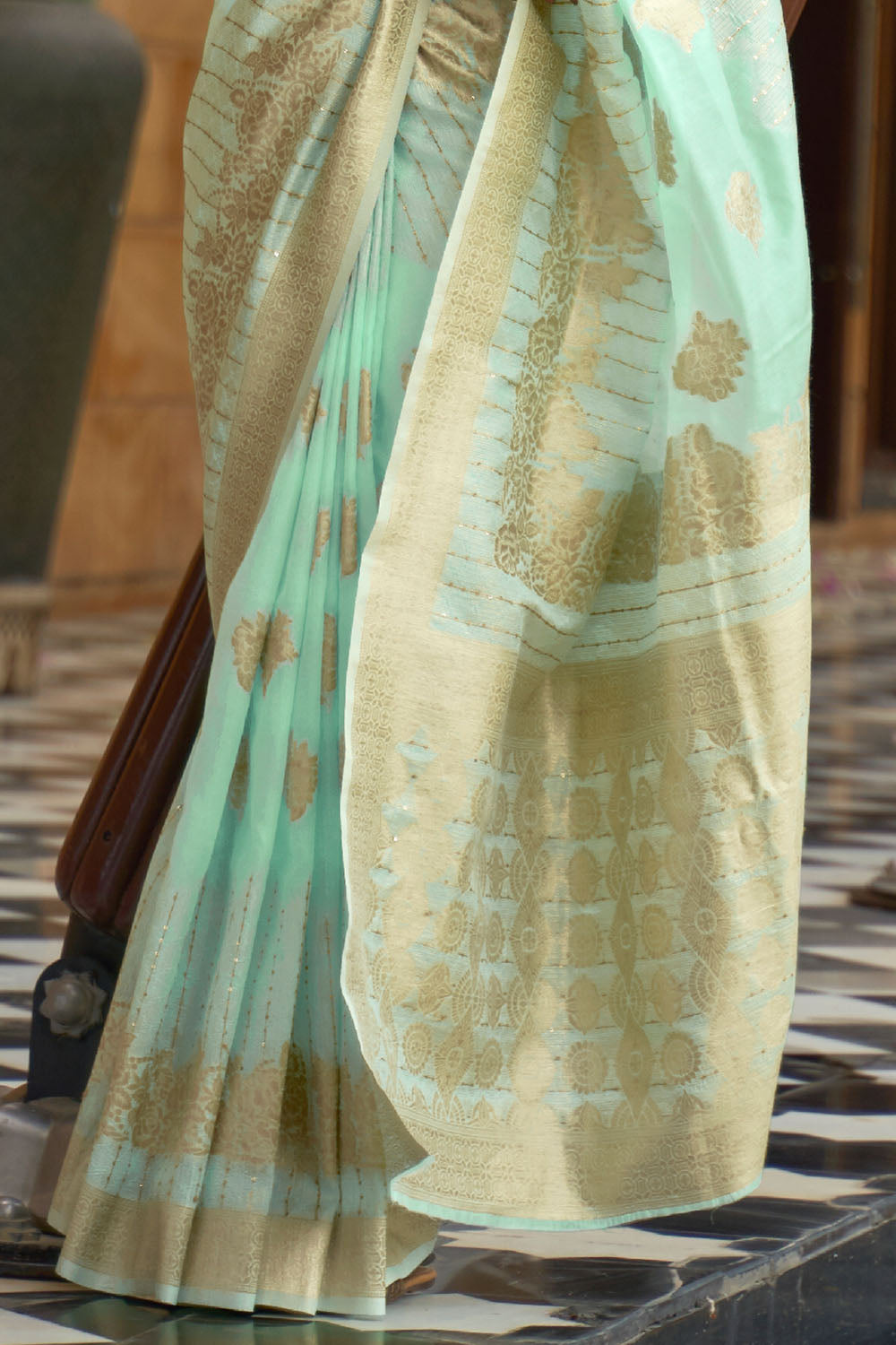 mint green banarasi saree 2