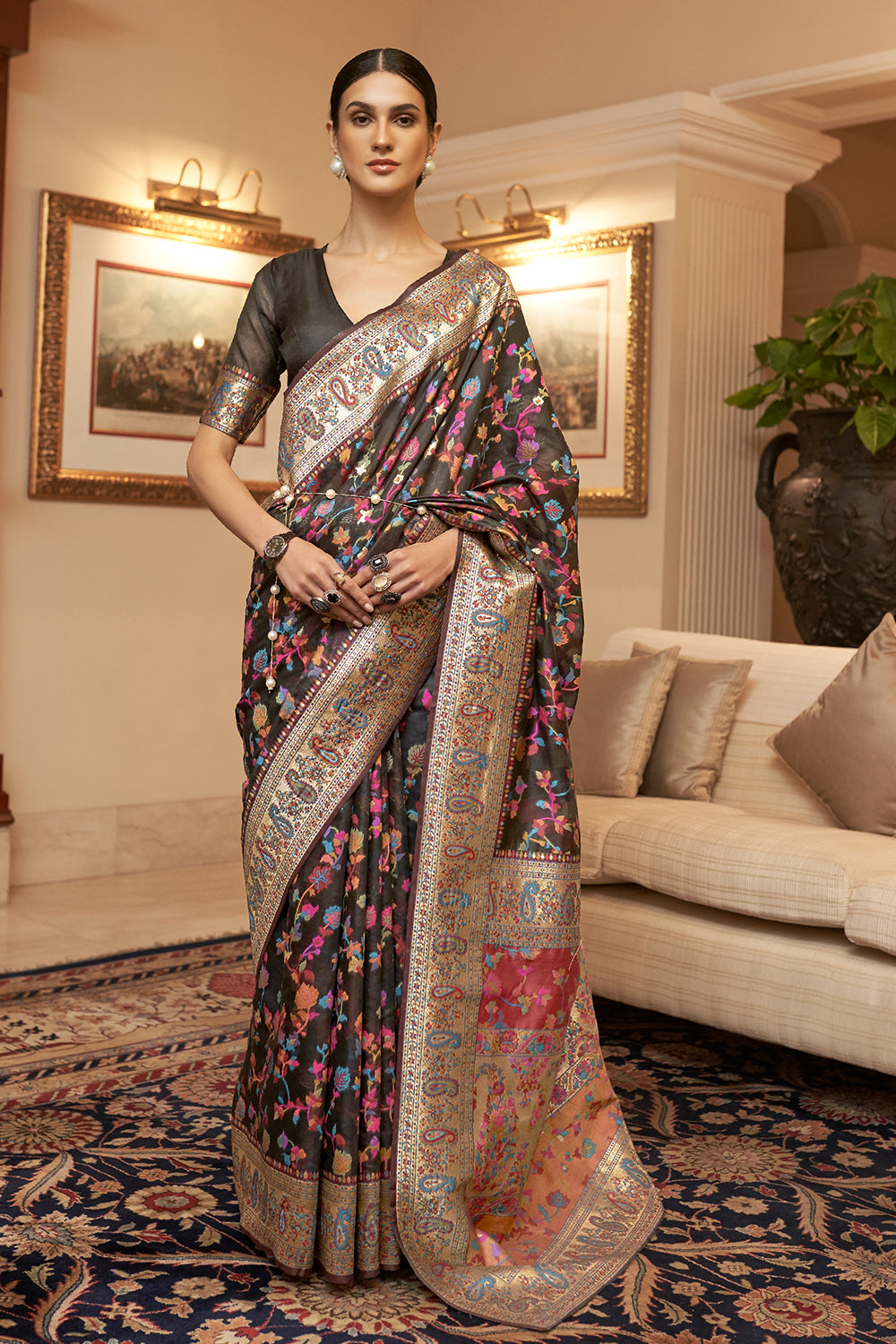 off black pashmina saree 3