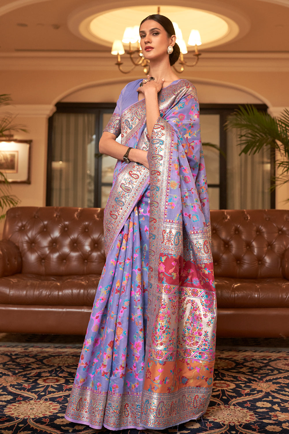 ube purple pashmina saree 3