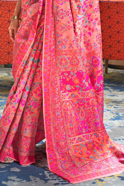 salmon pink banarasi patola saree 2