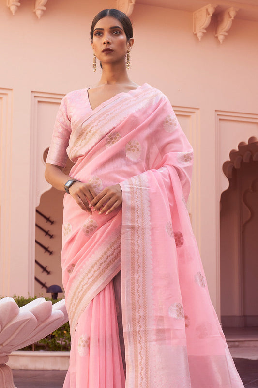 light pink linen saree 1 1