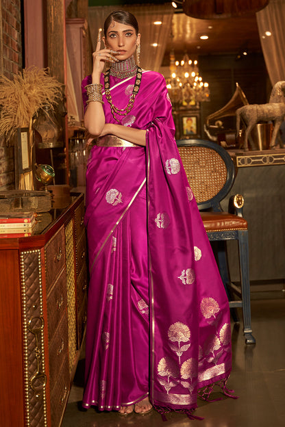 magenta purple satin saree 3