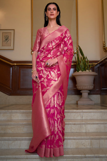 dusty pink organza saree 3