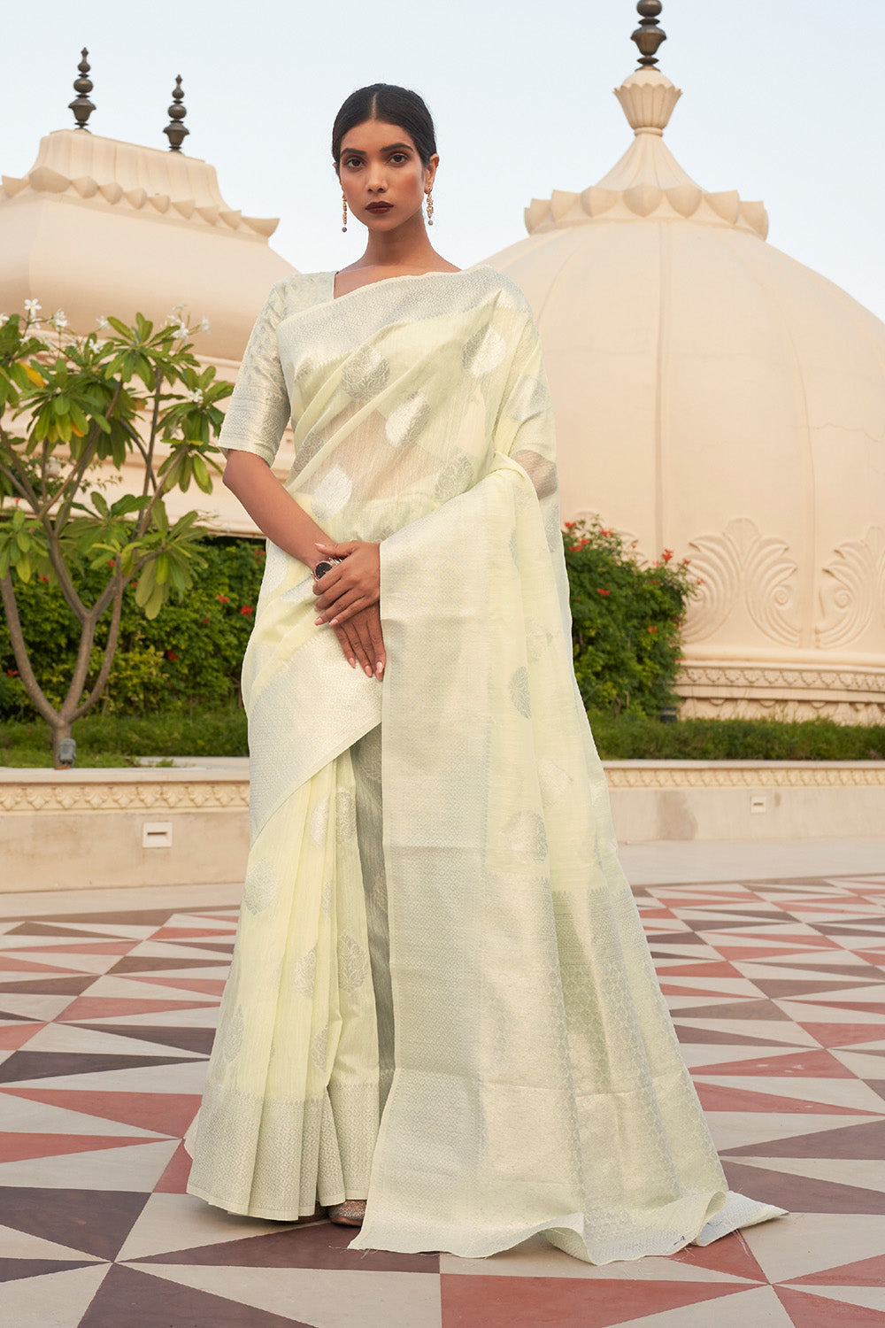 rice white linen saree 3