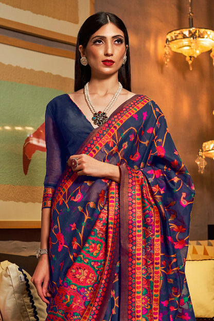 berry blue banarasi saree 2 1