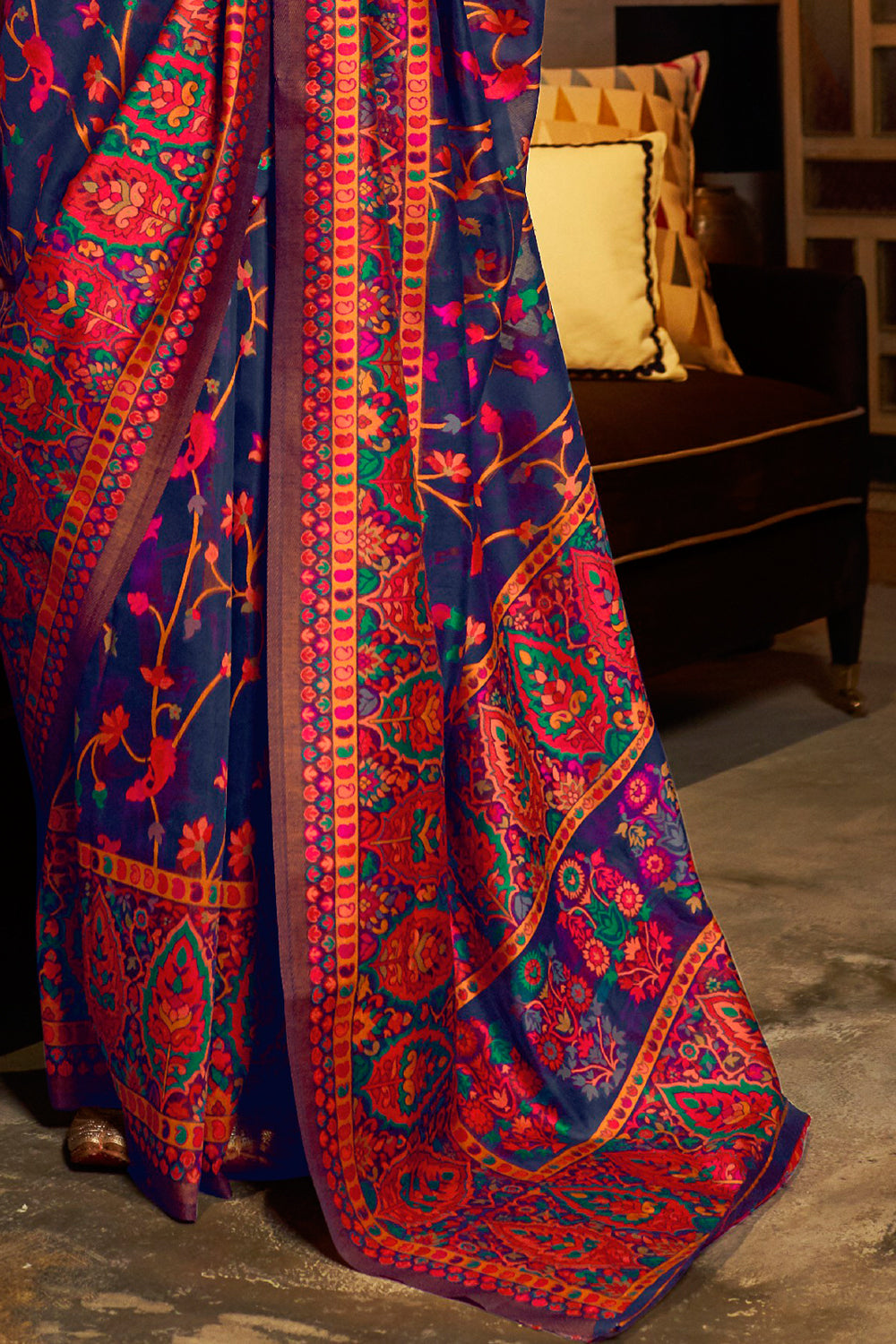 berry blue banarasi saree 2 4